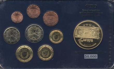 Евро серия Мальты 2008 года (8 монет + 1 жетон)