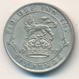 Великобритания 6 пенсов 1922 год