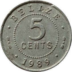Белиз 5 центов 1989 год