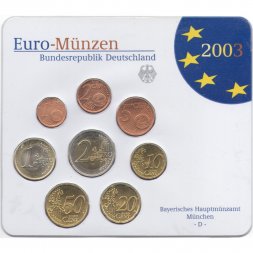 Набор из 8 евро монет Германия 2003 год (D) в блистере