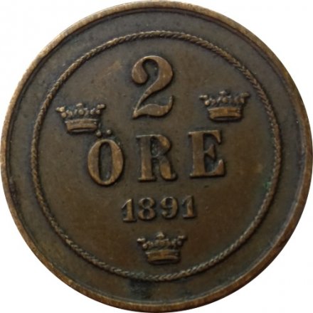 Швеция 2 эре 1891 год