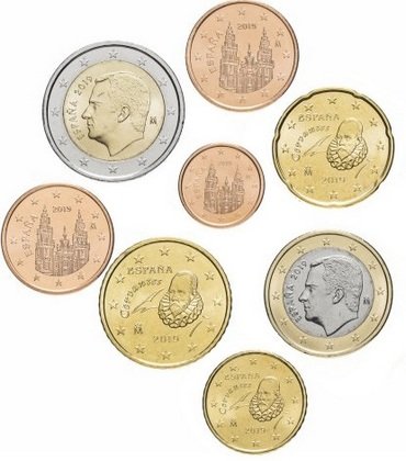 Набор из 8 евромонет Испании 2019 год