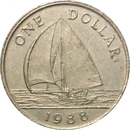 Бермудские острова 1 доллар 1988 год - Парусная лодка