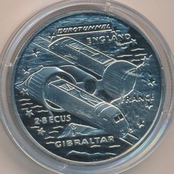 Гибралтар 2,8 экю 1993 год - Евротоннель (тоннель под Ла-Маншем)