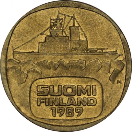 Финляндия 5 марок 1989 год - Ледокол &quot;Урхо&quot;