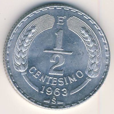 Чили 1/2 сентесимо 1963 год