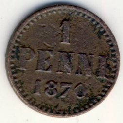 Финляндия 1 пенни 1870 год