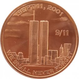 Монетовидный жетон США унция меди 999 - 11 сентября