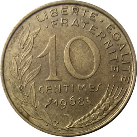 Франция 10 сантимов 1968 год - Марианна