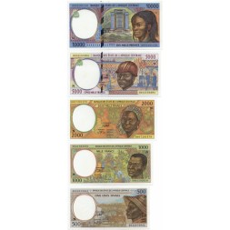 Набор из 5 банкнот Экваториальная Гвинея 2000 год - литера N - UNC
