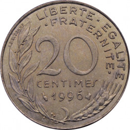Франция 20 сантимов 1996 год - Марианна