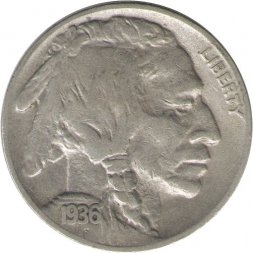 США 5 центов 1936 год - Buffalo Nickel (S)