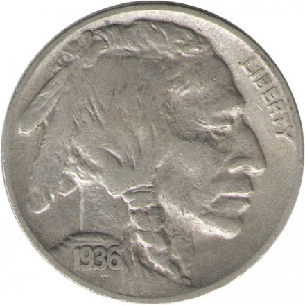 США 5 центов 1936 год - Buffalo Nickel (S)