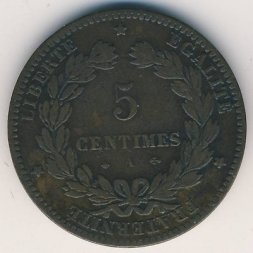 Франция 5 сантимов 1873 год