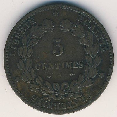 Франция 5 сантимов 1873 год