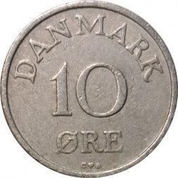 Дания 10 эре 1956 год - Король Фредерик IX