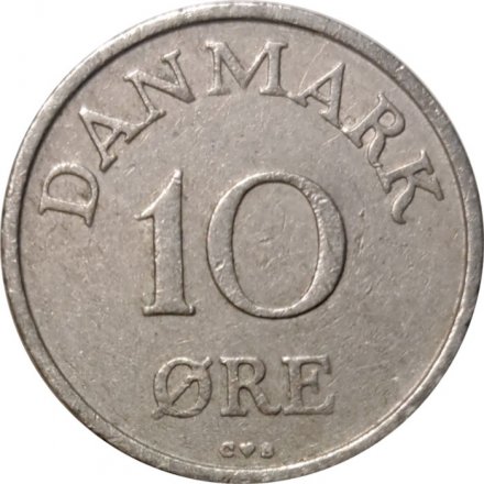 Дания 10 эре 1956 год - Король Фредерик IX