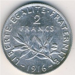 Франция 2 франка 1916 год