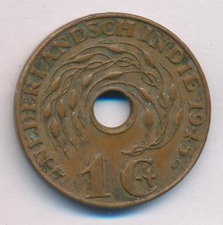 Монета Нидерландская Индия 1 цент 1945 год (D)