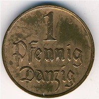 Монета Данциг 1 пфенниг 1930 год