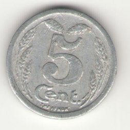 Франция 5 сантимов 1921 год