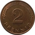 ФРГ 2 пфеннига 1988 год - J