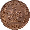 ФРГ 1 пфенниг 1987 год (D)