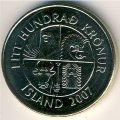 Исландия 100 крон 2007 год - Пинагор (рыба-воробей)