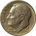 США 1 дайм (10 центов) 1982 год - Франклин Рузвельт (D)