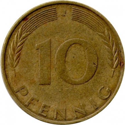 ФРГ 10 пфеннигов 1974 год - J