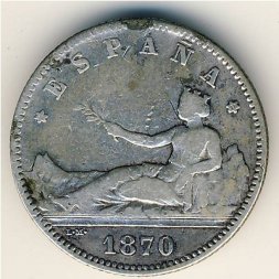 Испания 1 песета 1870 год