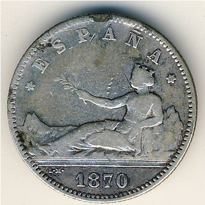 Испания 1 песета 1870 год