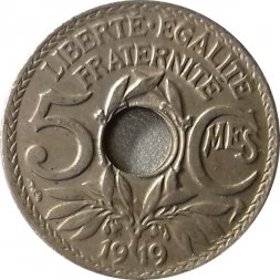 Франция 5 сантимов 1919 год