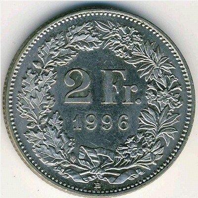 Швейцария 2 франка 1996 год