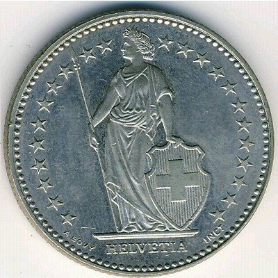 Швейцария 2 франка 1996 год