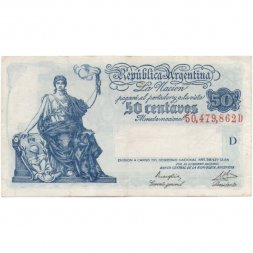 Аргентина 50 сентаво 1943 год (литера D) - VF