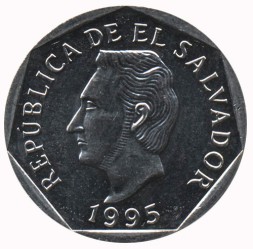 Монета Сальвадор 10 сентаво 1995 год - Франсиско Морасан