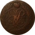 2 копейки 1758 год (номинал под Св. Георгием, гурт сетчатый, большая заготовка) Елизавета Петровна (1741 - 1762) - VF+