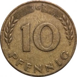 ФРГ 10 пфеннигов 1968 год - G