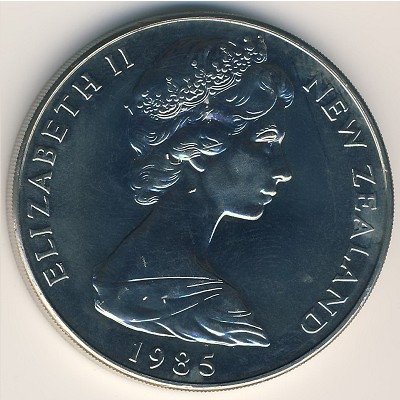 Новая Зеландия 1 доллар 1985 год - Чёрный ходулочник (серебро)