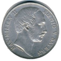 Монета Бавария 1 талер 1862 год