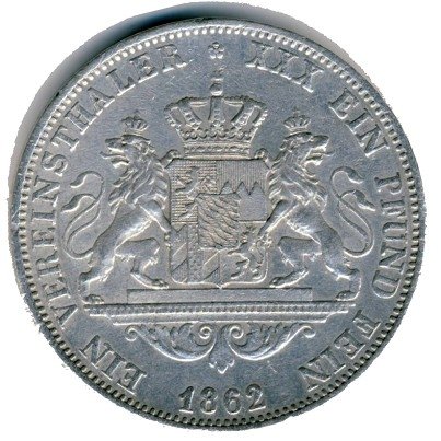Бавария 1 талер 1862 год