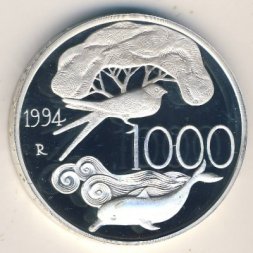 Италия 1000 лир 1994 год