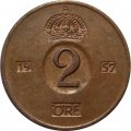 Швеция 2 эре 1957 год - Король Густав VI Адольф