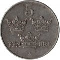 Швеция 5 эре 1942 год - Король Густав V (железо)
