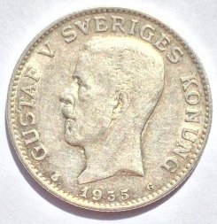 Швеция 1 крона 1935 год