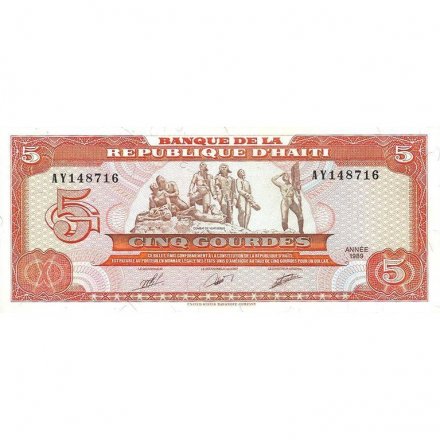 Гаити 5 гурдов 1989 год - UNC