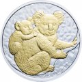 Австралия 1 доллар 2008 год - Австралийская Коала, с позолотой (в футляре)