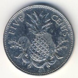 Монета Багамские острова 5 центов 2000 год