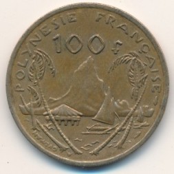 Монета Французская Полинезия 100 франков 1992 год
